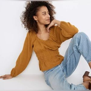 Mustard Madewell Large Textured cotton Sophia top brand new never worn